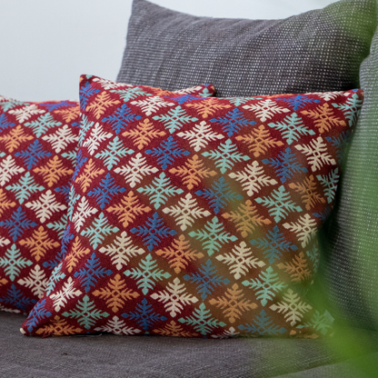 Dekoračný návlek MOTIV kosoštvorce vínová modrá