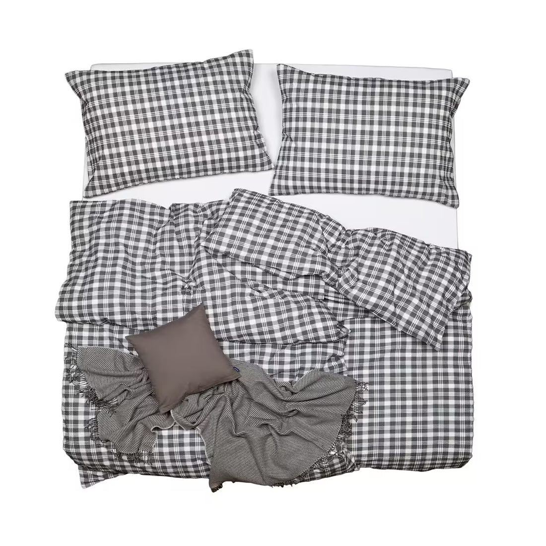 Obliečky KREP káro sivá