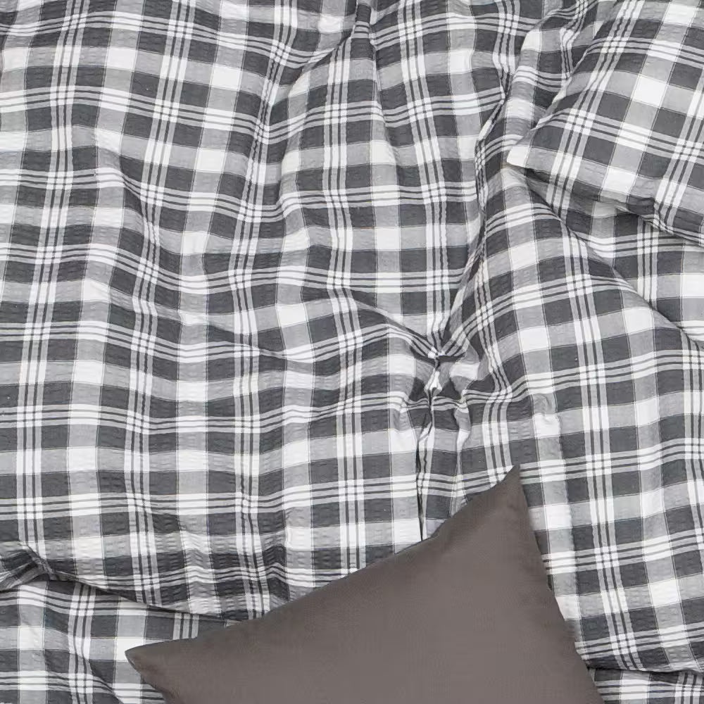 Obliečky KREP káro sivá