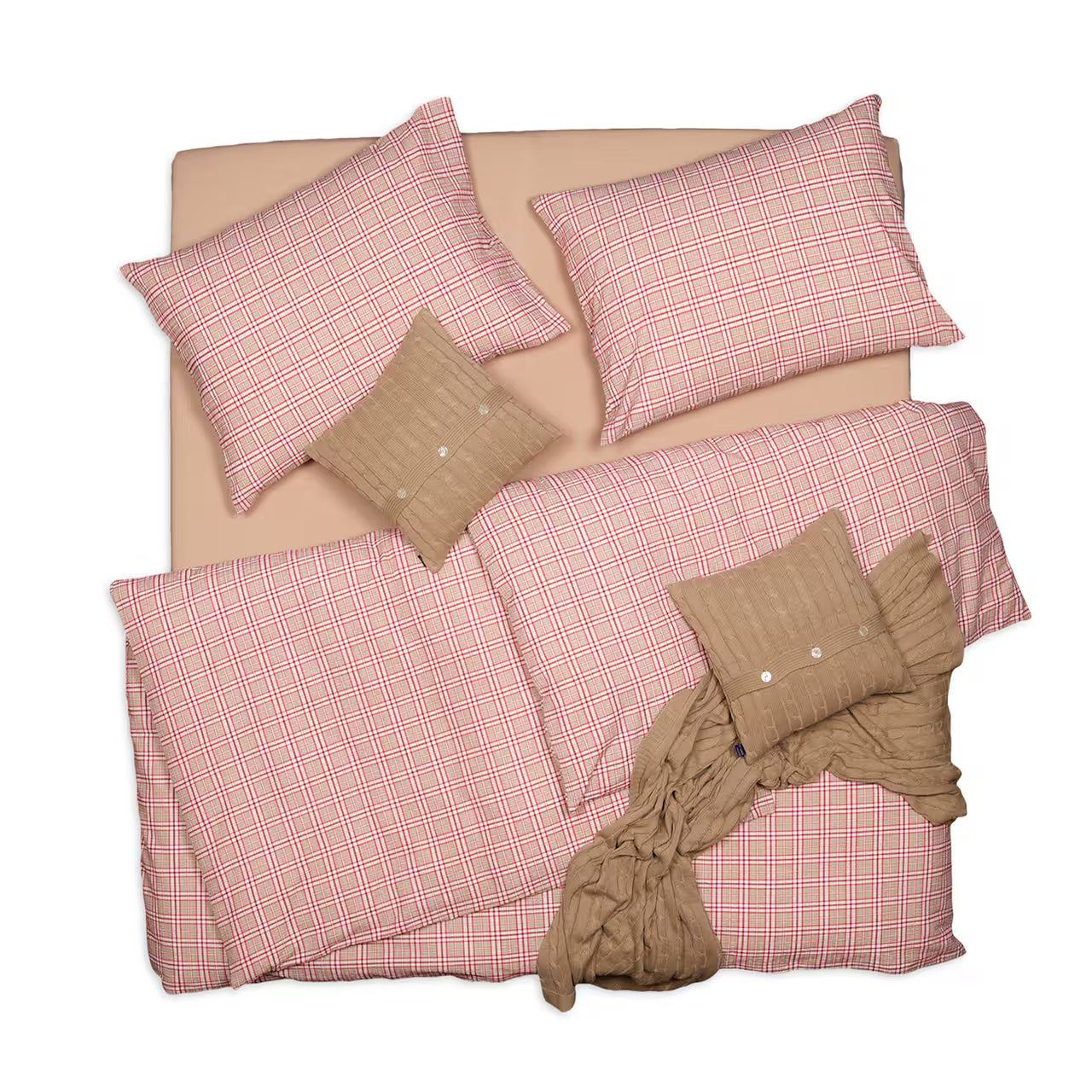 Obliečky KREP káro béžová vínová