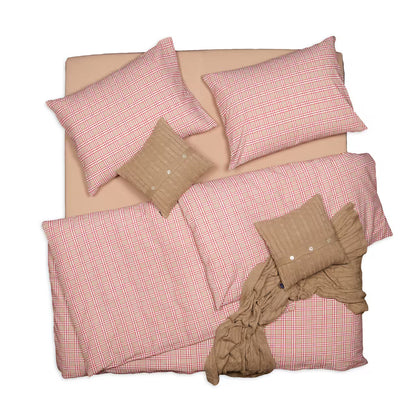 Obliečky KREP káro béžová vínová