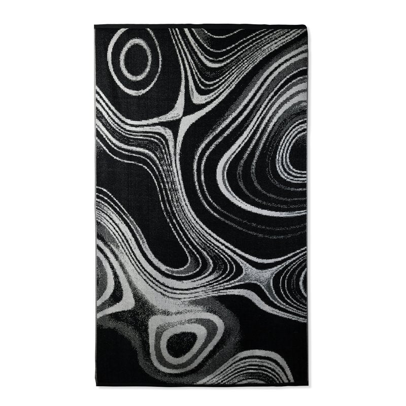 Osuška plážová kruhy čierna biela