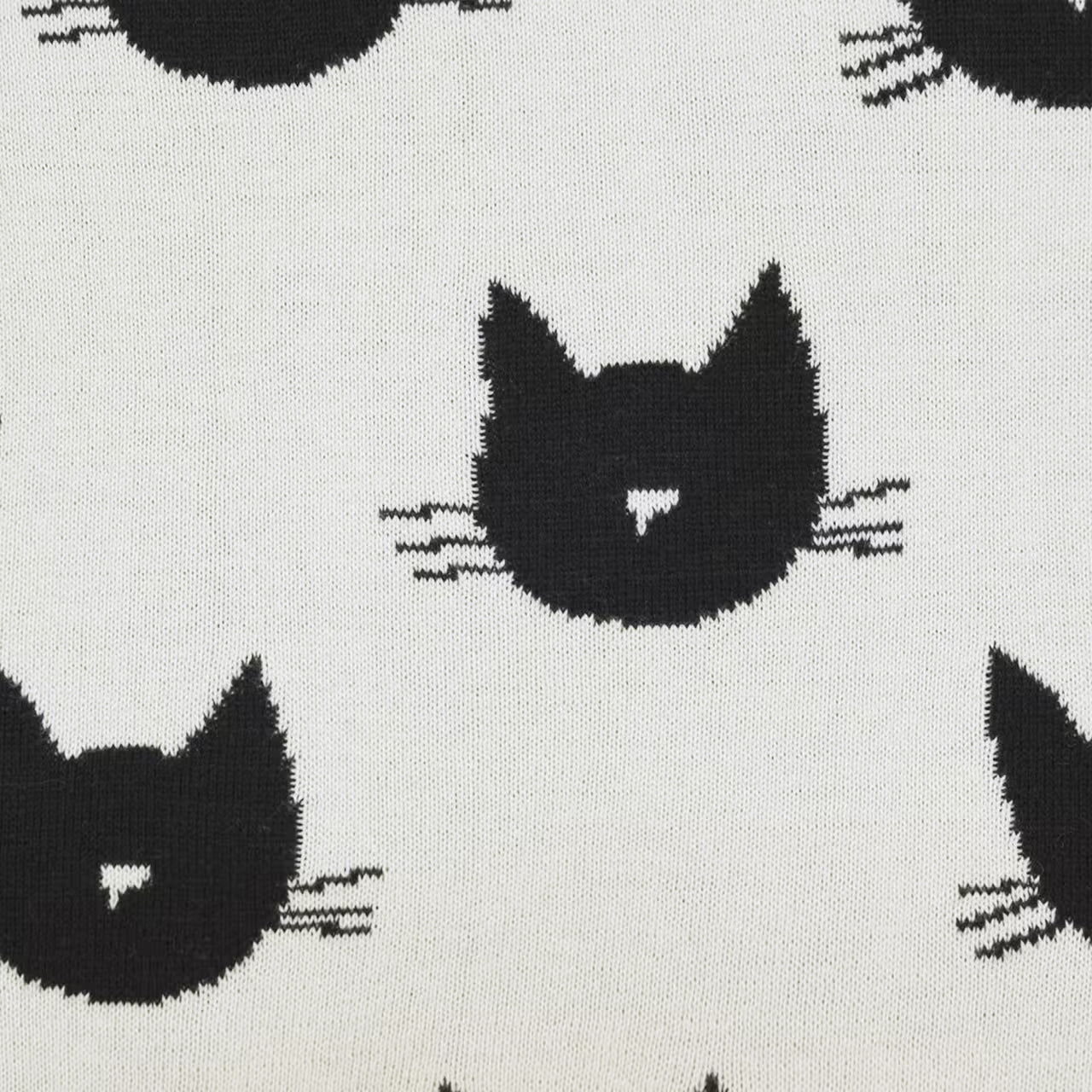 Dekoračný návlek pletený DESIGN mačičky smotanová