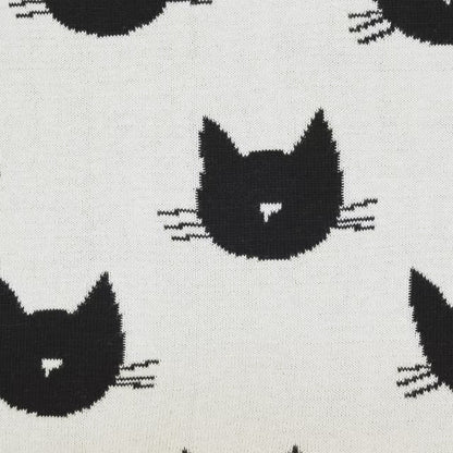 Dekoračný návlek pletený DESIGN mačičky smotanová