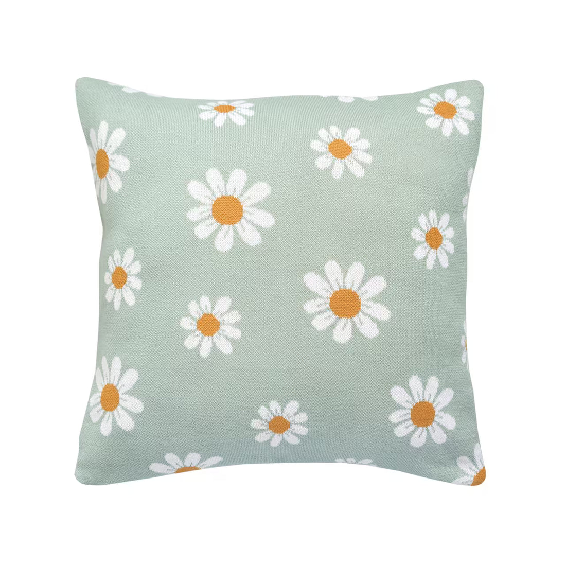 Dekoračný návlek pletený DESIGN margarétky tyrkysová biela