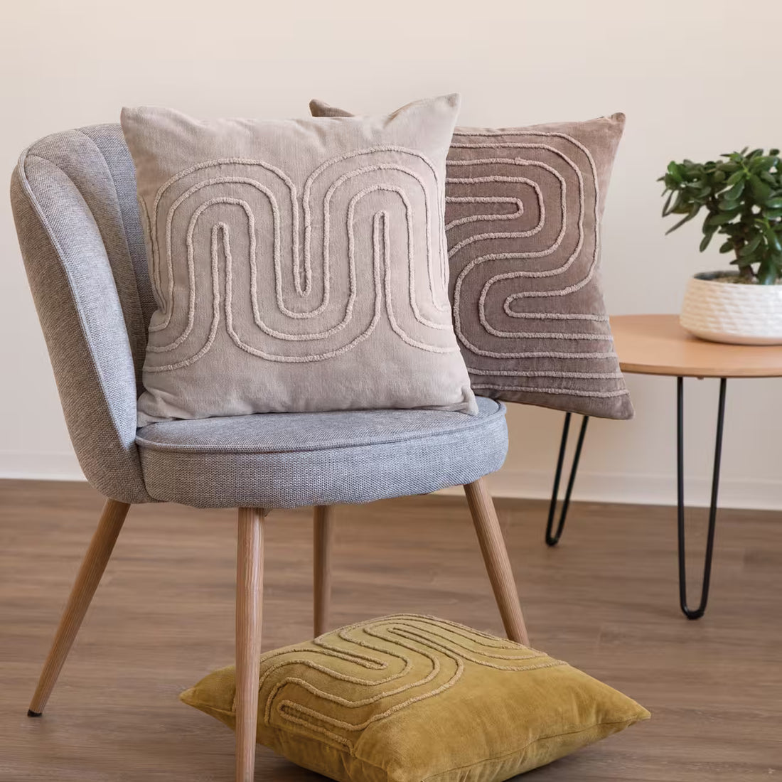 Dekoračný návlek COTTON VELVET meandry béžová