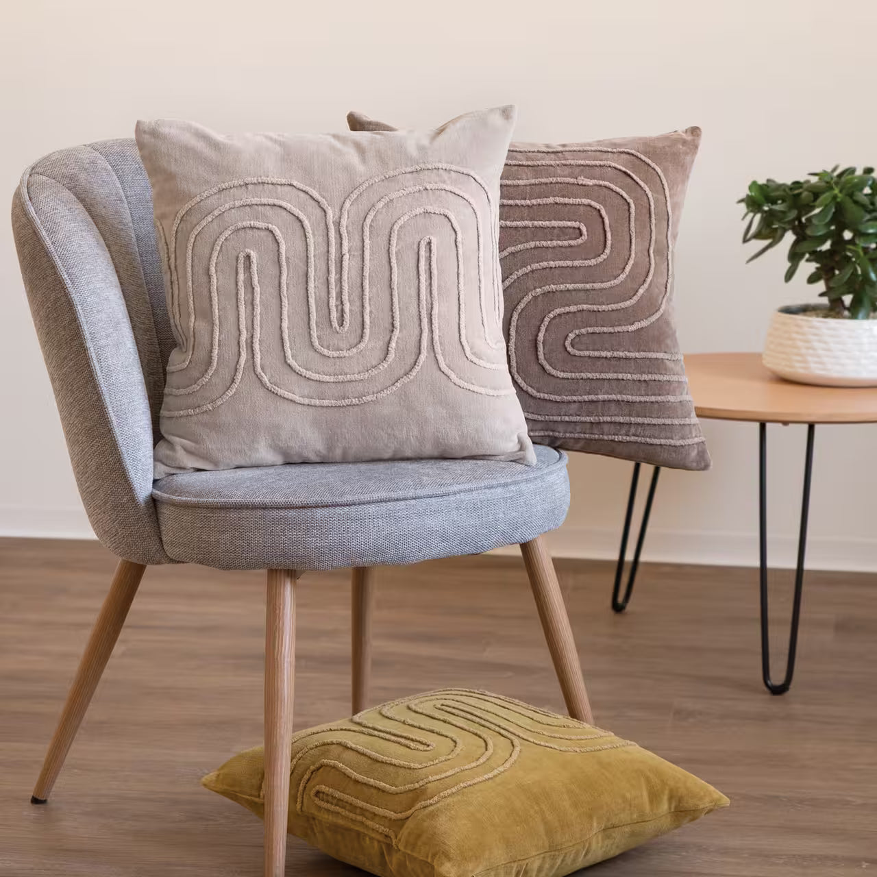 Dekoračný návlek COTTON VELVET meandry béžová