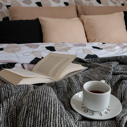 Deka pletená MELANGE melír čierna