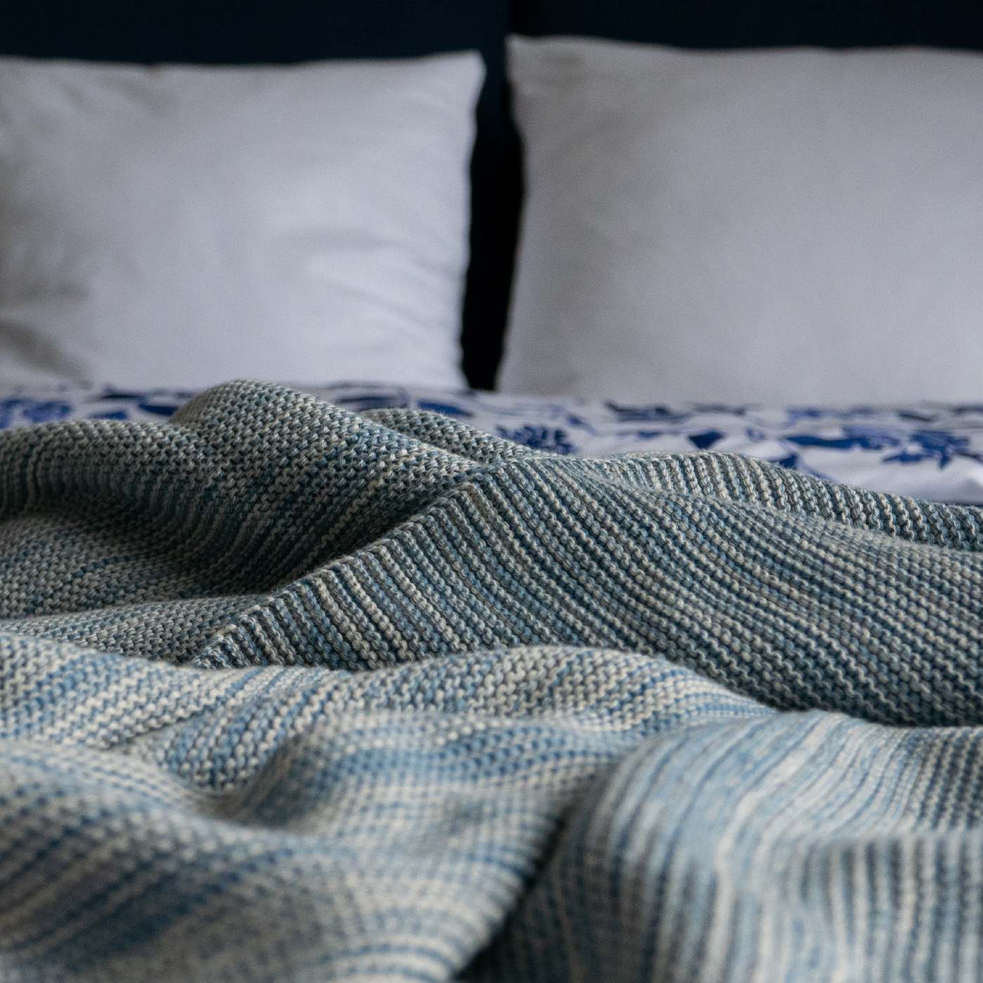 Deka pletená MELANGE melír svetlá modrá