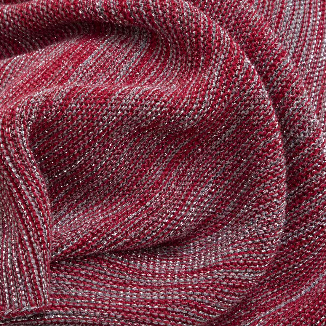 Deka pletená MELANGE LUREX melír červená strieborná