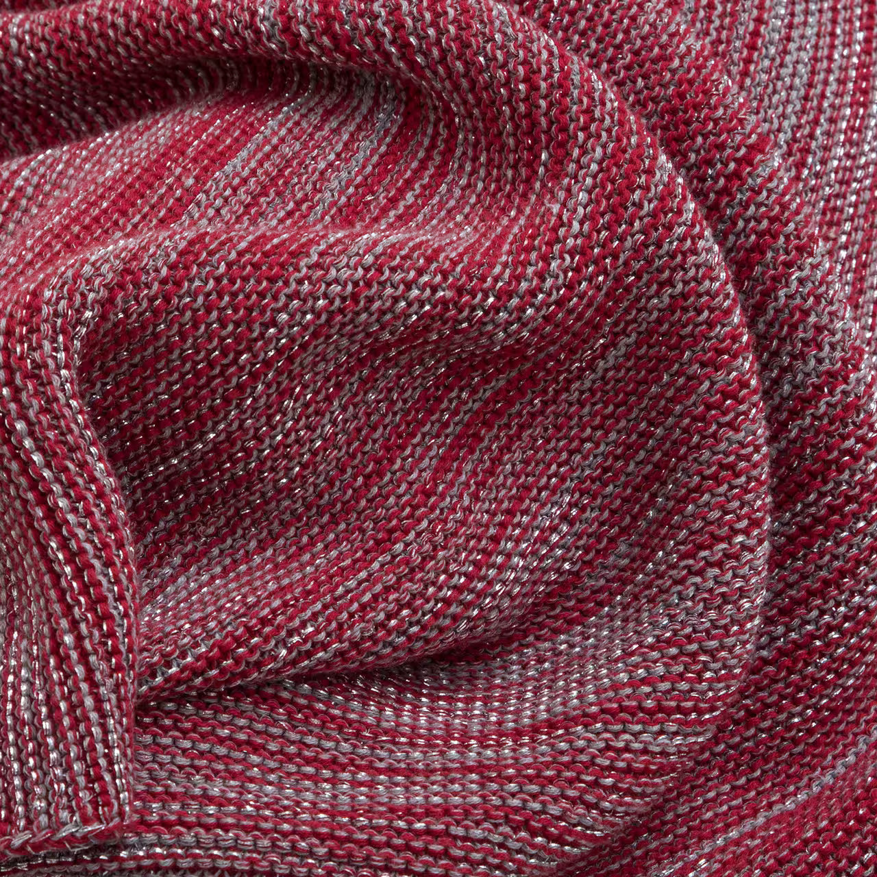 Deka pletená MELANGE LUREX melír červená strieborná