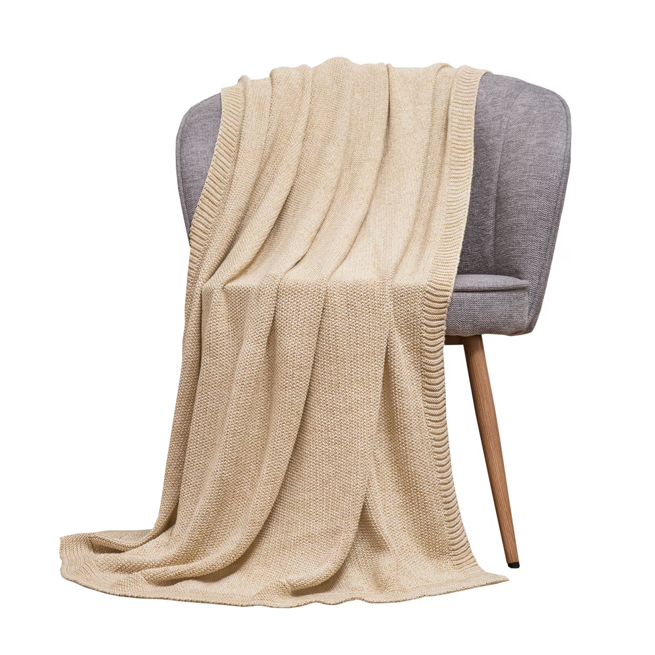 Deka pletená MELANGE LUREX melír smotanová zlatá