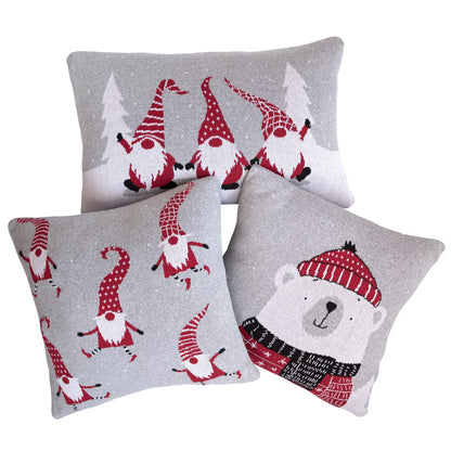 Dekoračný návlek pletený DESIGN elfovia sivá červená