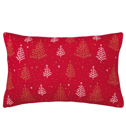 Dekoračný návlek pletený DESIGN LUREX stromčeky červená zlatá