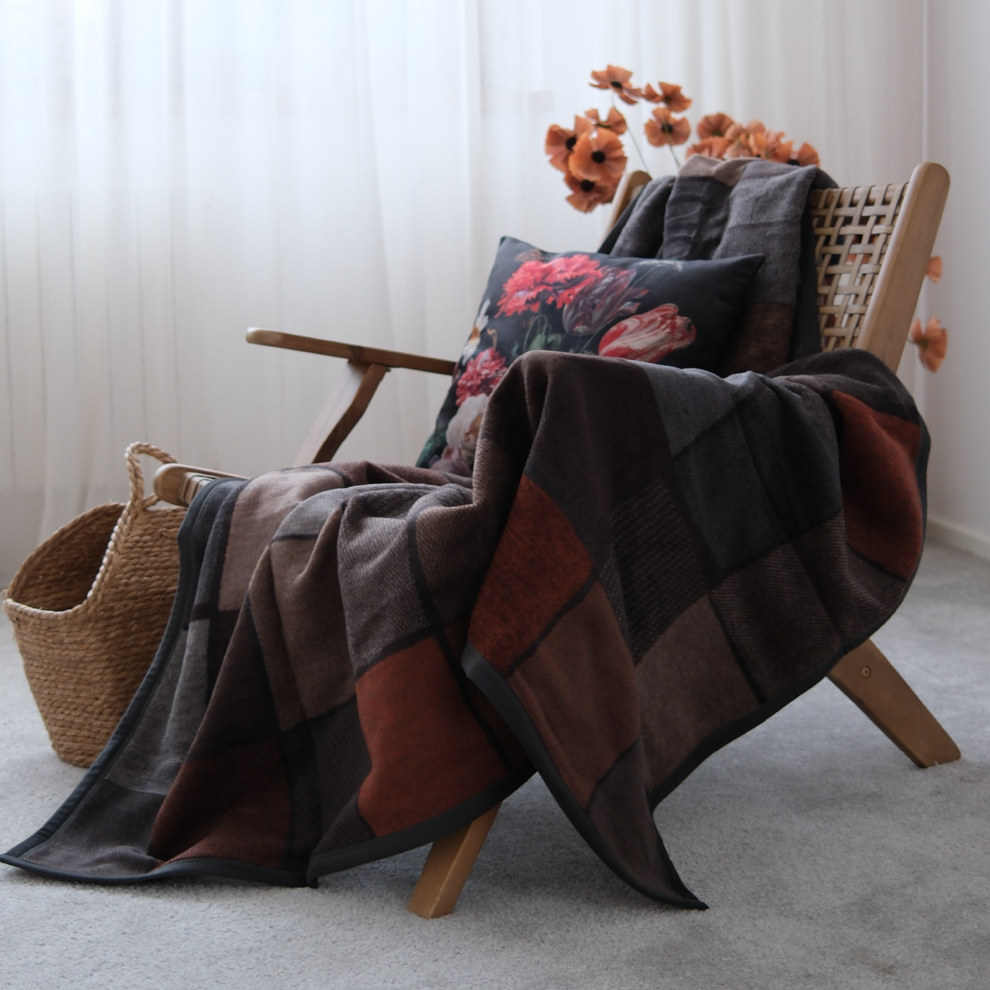 Deka VELURO mozaika hnedá hrdzavá