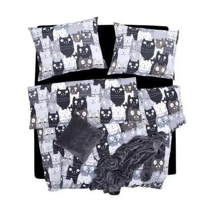 Obliečky KLASIK DESIGN multi cats sivá