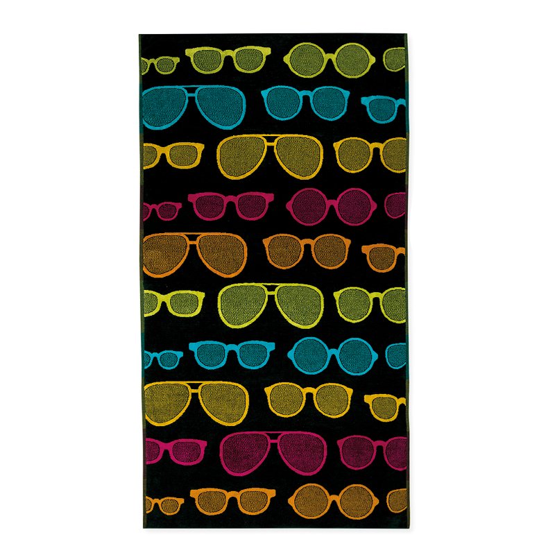 Osuška plážová okuliare čierna pestrá