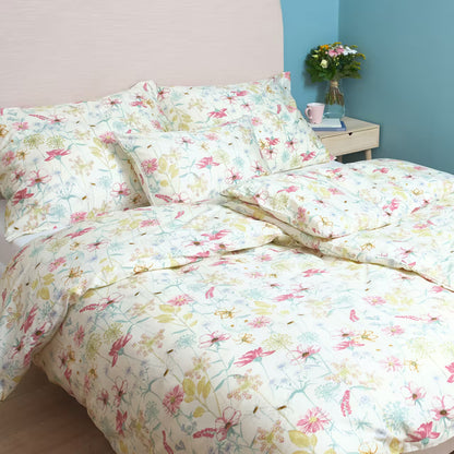 Obliečky SATÉN PLUS poľné kvety smotanová