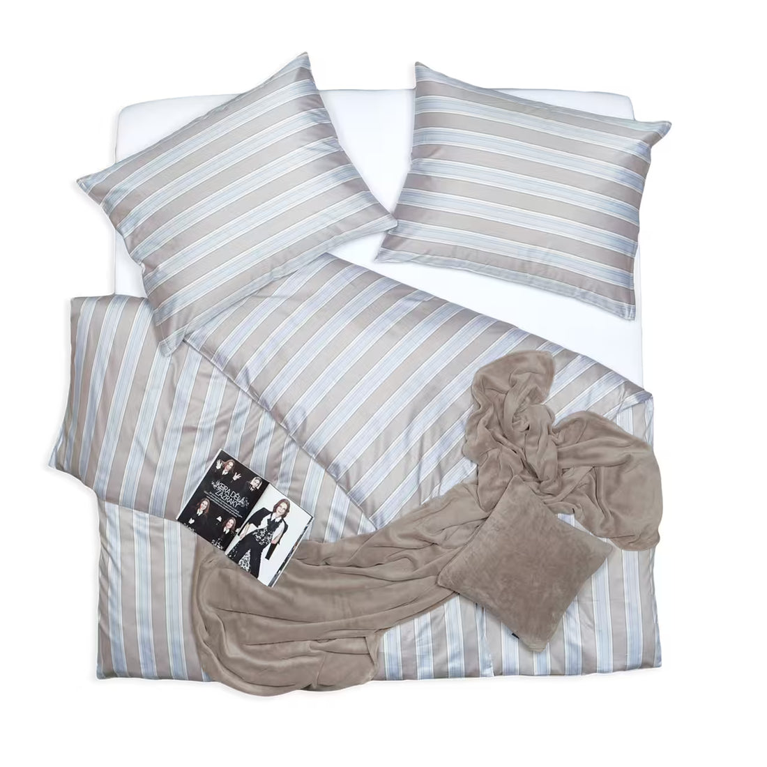 Obliečky SATÉN PLUS pruhy béžová