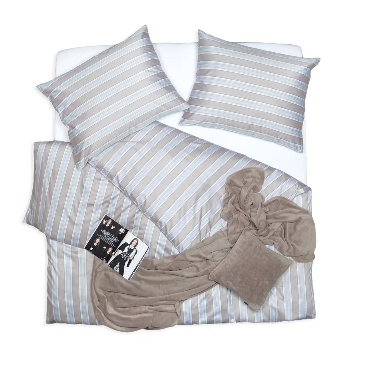 Obliečky SATÉN PLUS pruhy béžová