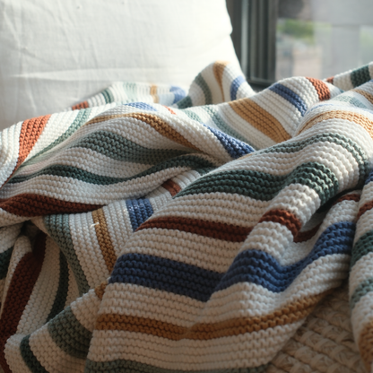 Deka pletená RIB pruhy multi