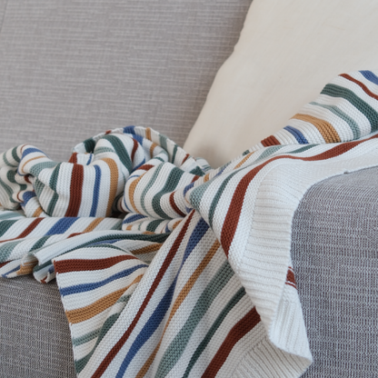 Deka pletená RIB pruhy multi