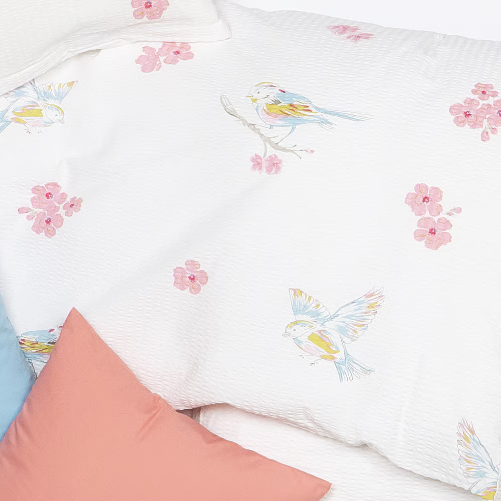 Obliečky KREP vtáčik sakura