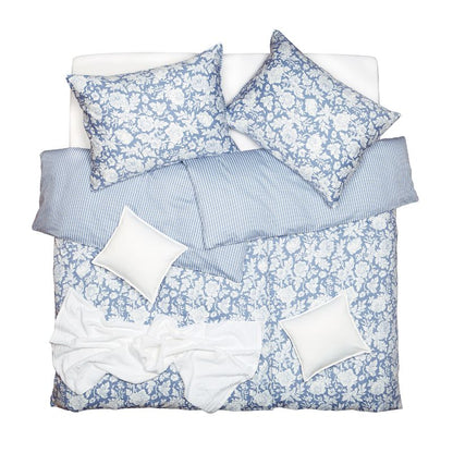 Obliečky SATÉN PLUS rastliny prúžky modrá