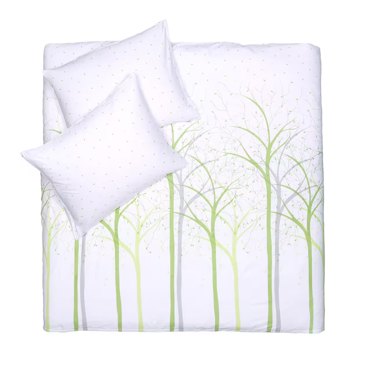 Obliečky SATÉN DESIGN stromy biela zelená