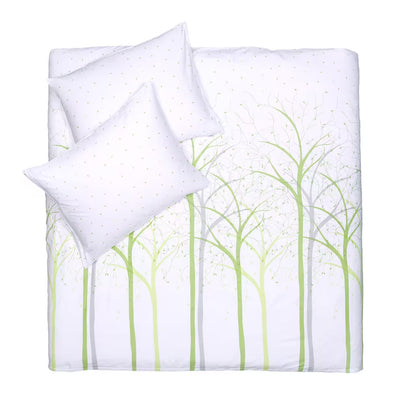 Obliečky SATÉN DESIGN stromy biela zelená