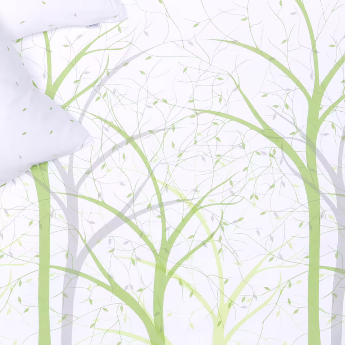 Obliečky SATÉN DESIGN stromy biela zelená