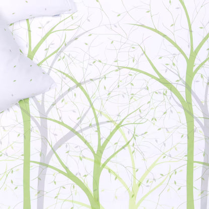 Obliečky SATÉN DESIGN stromy biela zelená