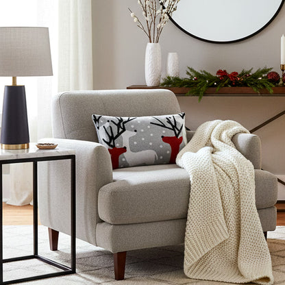 Dekoračný návlek pletený DESIGN soby sivá červená