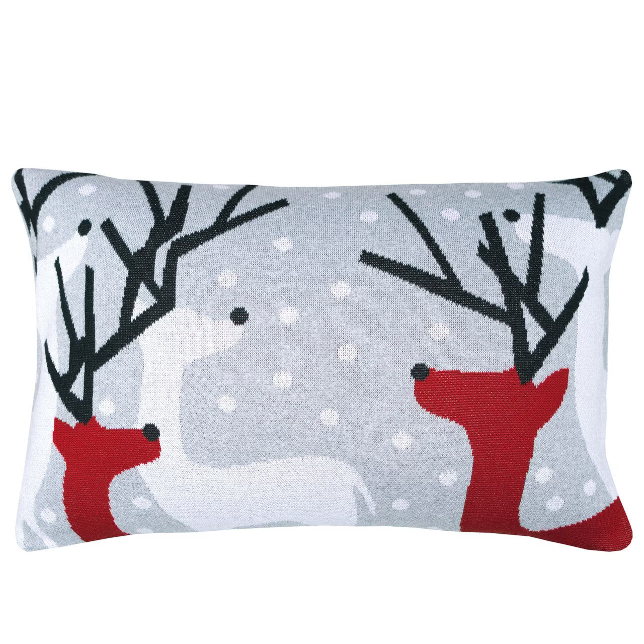 Dekoračný návlek pletený DESIGN soby sivá červená