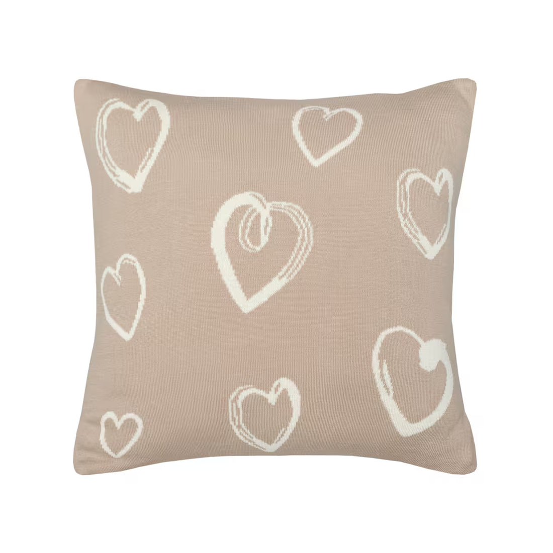 Dekoračný návlek pletený DESIGN srdce béžová smotanová