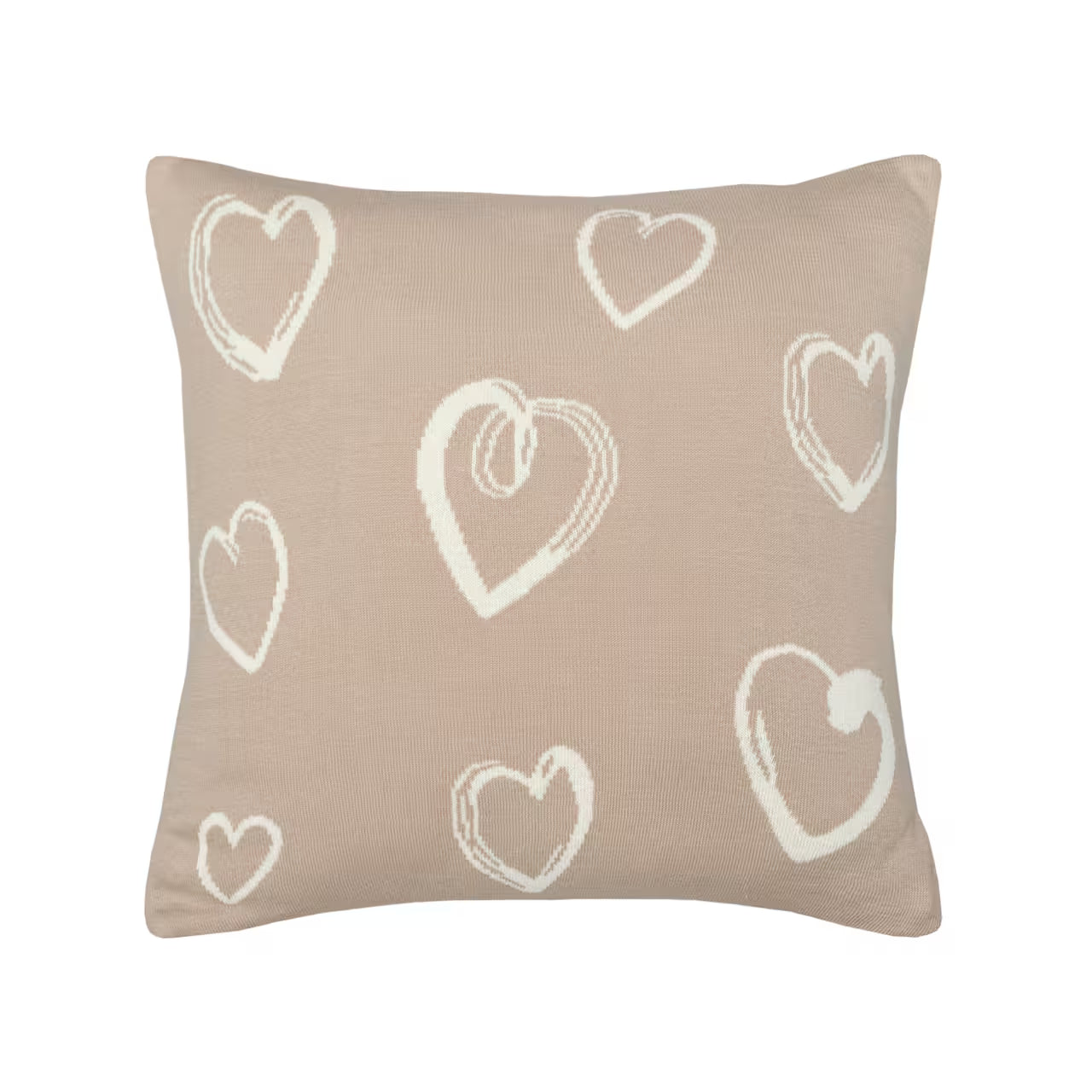 Dekoračný návlek pletený DESIGN srdce béžová smotanová