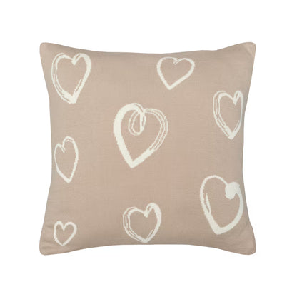 Dekoračný návlek pletený DESIGN srdce béžová smotanová