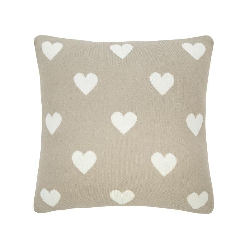 Dekoračný návlek pletený DESIGN srdiečka béžová