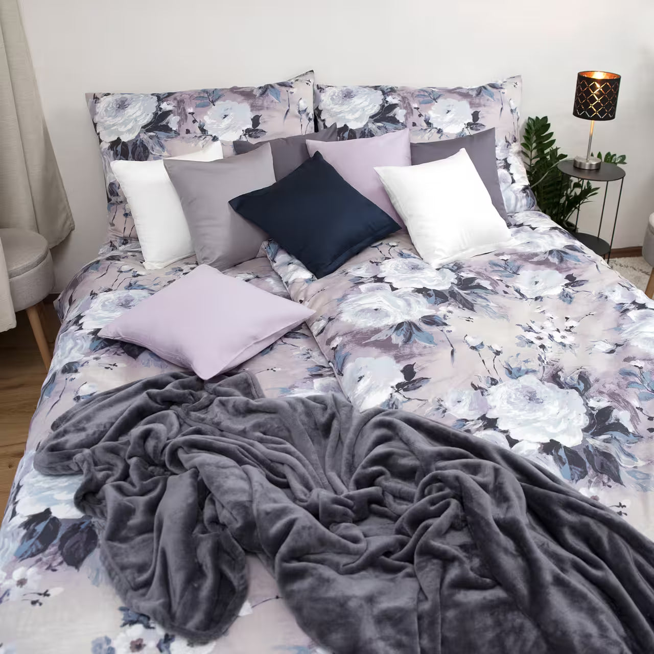 Obliečky SATÉN DESIGN stella fialová sivá