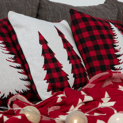 Dekoračný návlek pletený DESIGN stromy káro