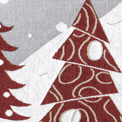 Dekoračný návlek MOTIV stromy a vločky biela červená