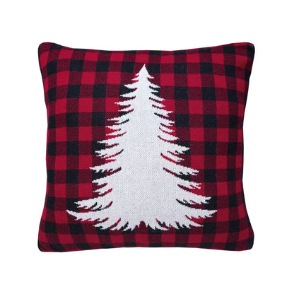 Dekoračný návlek pletený DESIGN biely strom káro