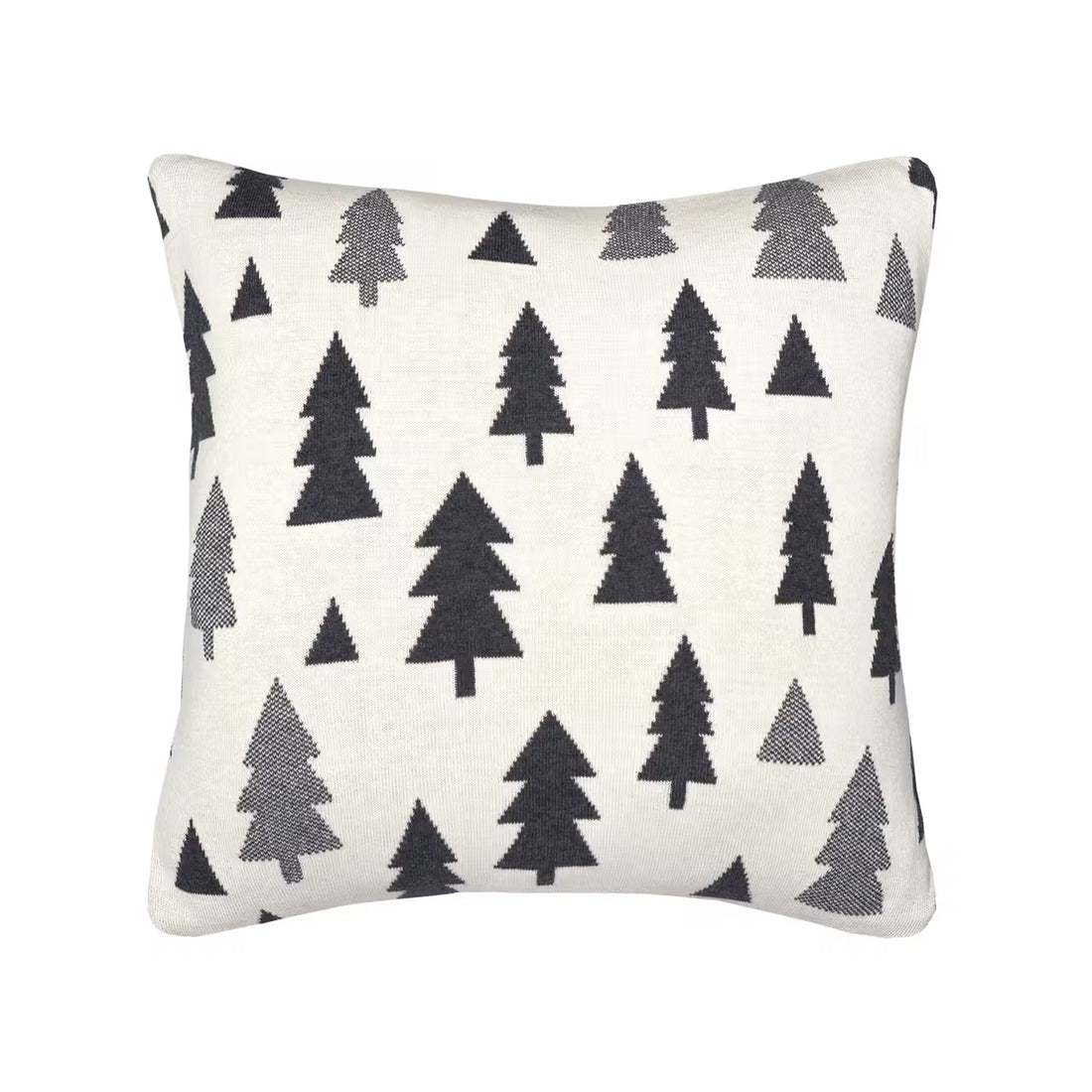 Dekoračný návlek pletený DESIGN stromčeky smotanová sivá