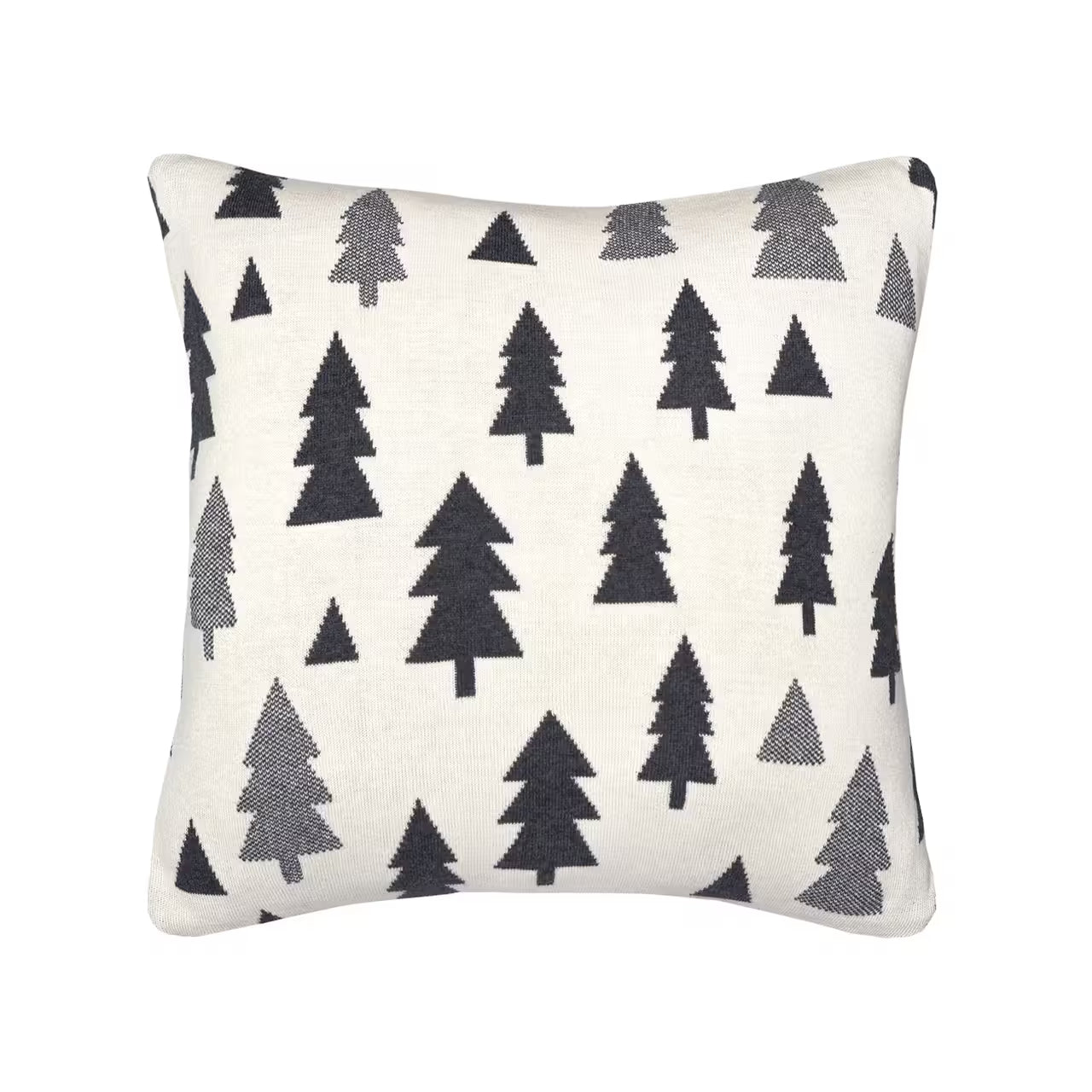 Dekoračný návlek pletený DESIGN stromčeky smotanová sivá