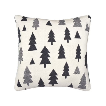 Dekoračný návlek pletený DESIGN stromčeky smotanová sivá