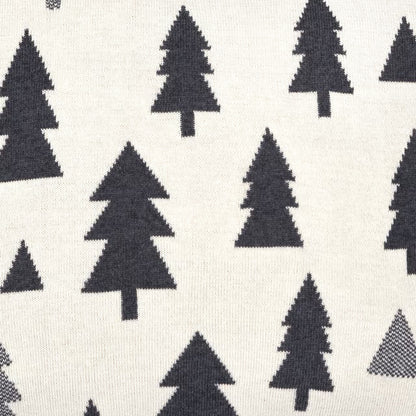 Dekoračný návlek pletený DESIGN stromčeky smotanová sivá