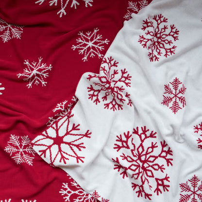 Deka pletená SUOMI  vločky červená smotanová