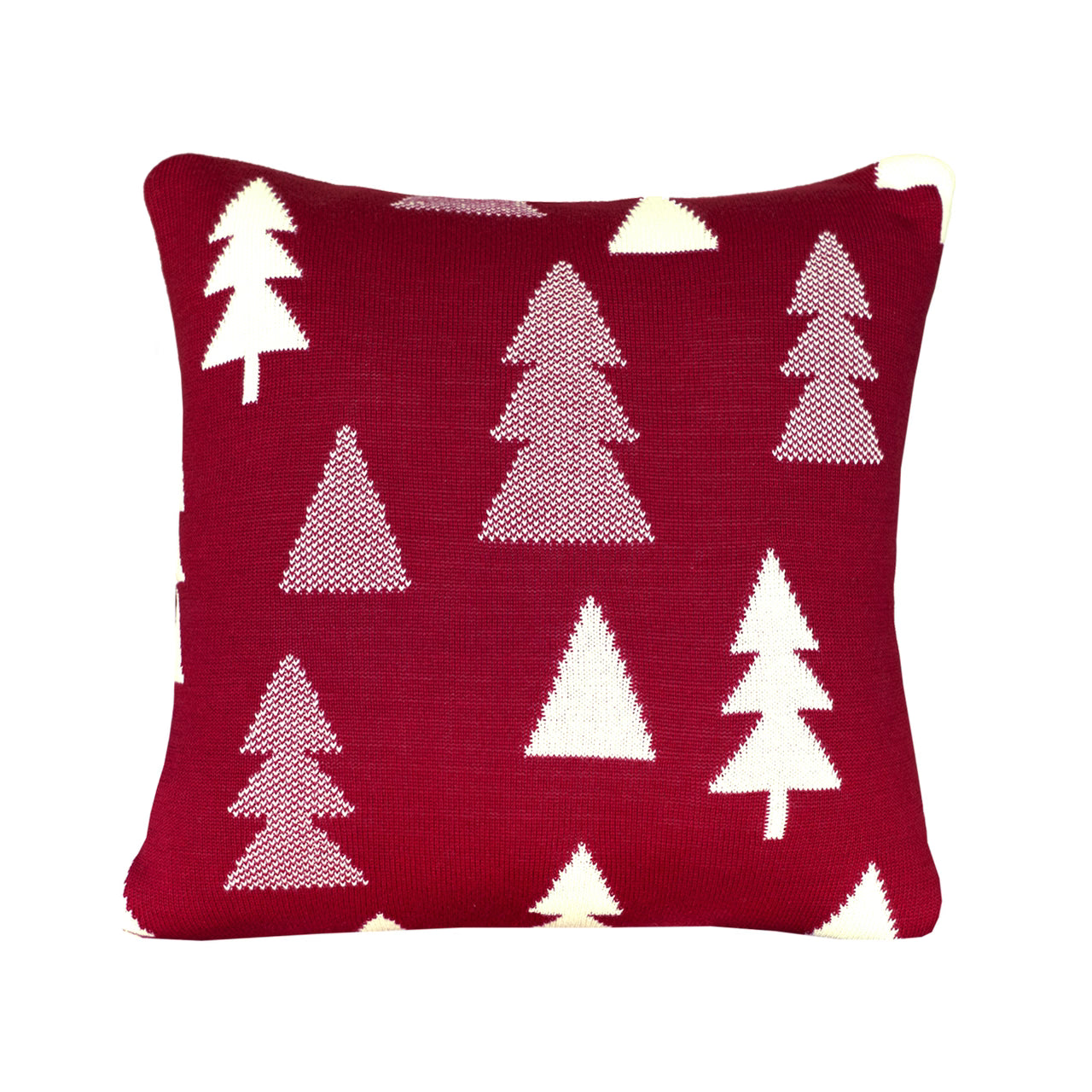 Dekoračný návlek pletený SUOMI stromčeky červená smotanová