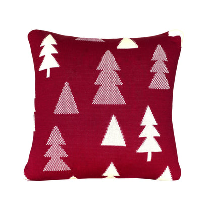 Dekoračný návlek pletený SUOMI stromčeky červená smotanová