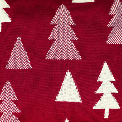Dekoračný návlek pletený SUOMI stromčeky červená smotanová